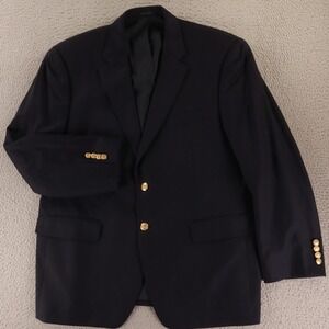 Ralph Lauren Jacket 42S M Navy 100% Wool Hopsack Blazer Gold Crest Buttons